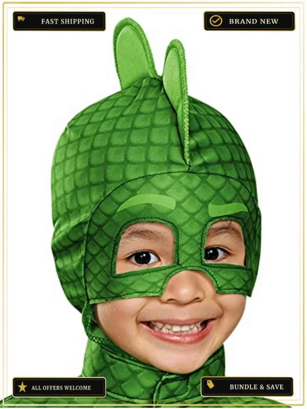 Kids Gekko Costume Jumpsuit with Detachable Tail and Headpiece